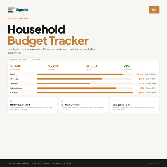 Household Budget Tracker | Monthly + Annual Budget Spreadsheet | Google Sheets