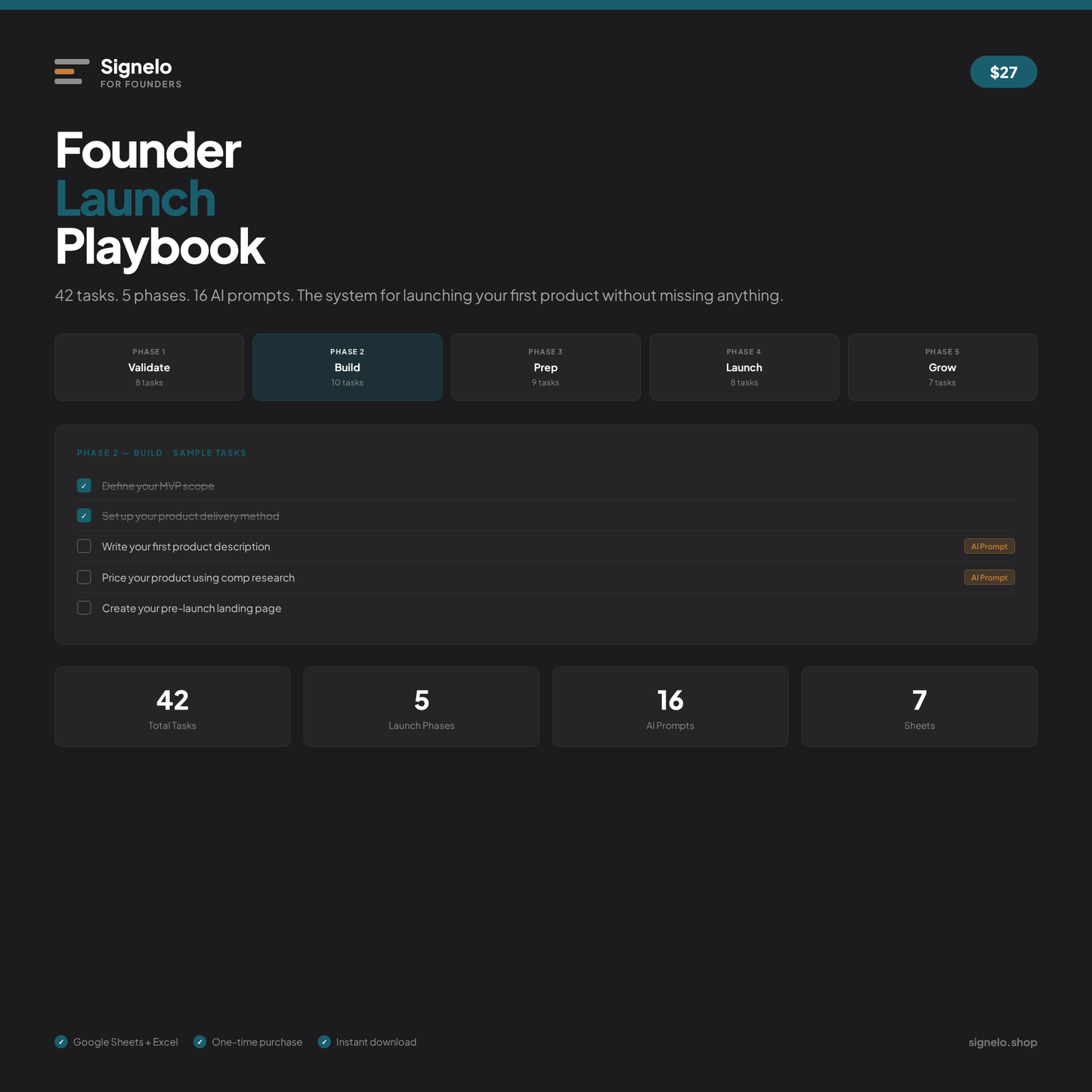 Founder Launch Playbook - 5-Phase Product Launch Tracker