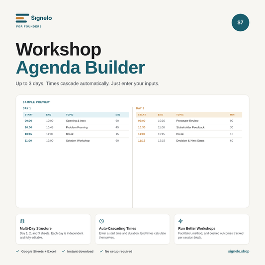 Workshop Agenda Builder - Meeting Planning Template